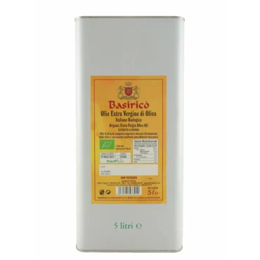 extra virgin olive oil Basirico Organic Unfiltered 5L Tin 4-Pack