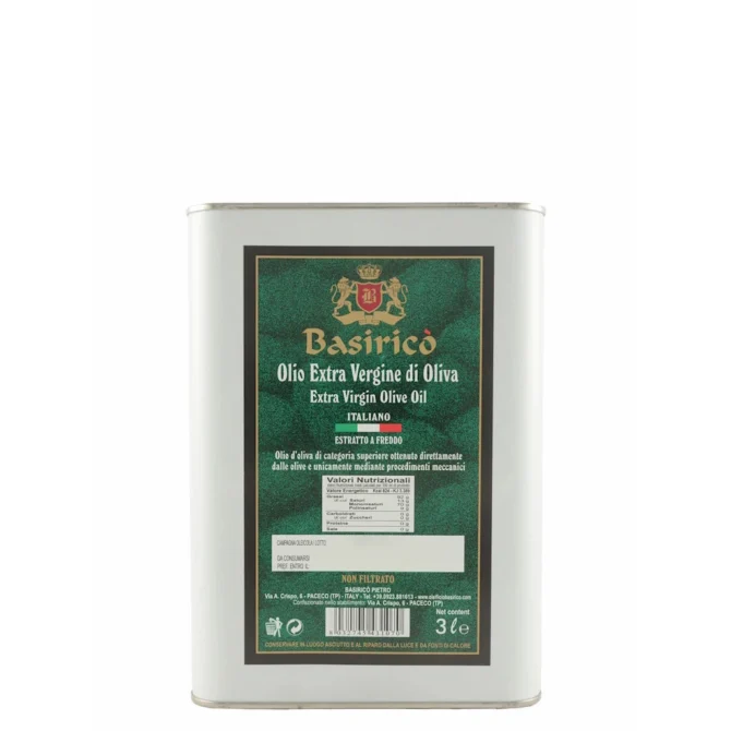 extra virgin olive oil Basirico Unfiltered 3L Tin 4-Pack
